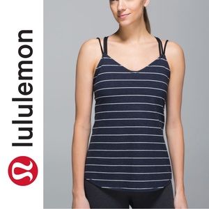 Lululemon Breezy Tank top heathered blue white stripe